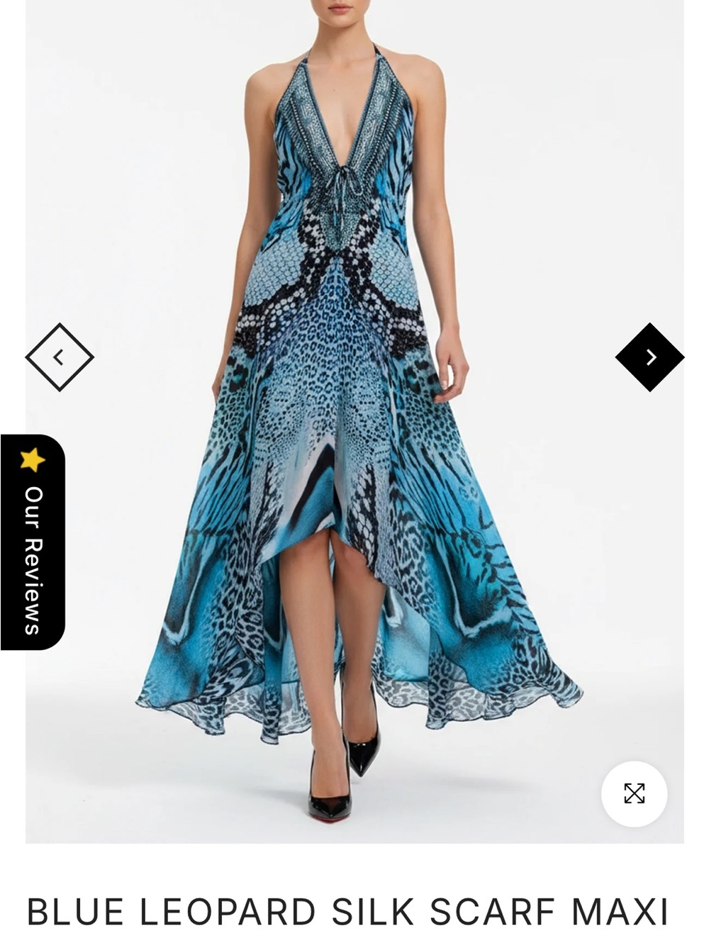 Blue Leopard Halter High-Low Maxi Dress